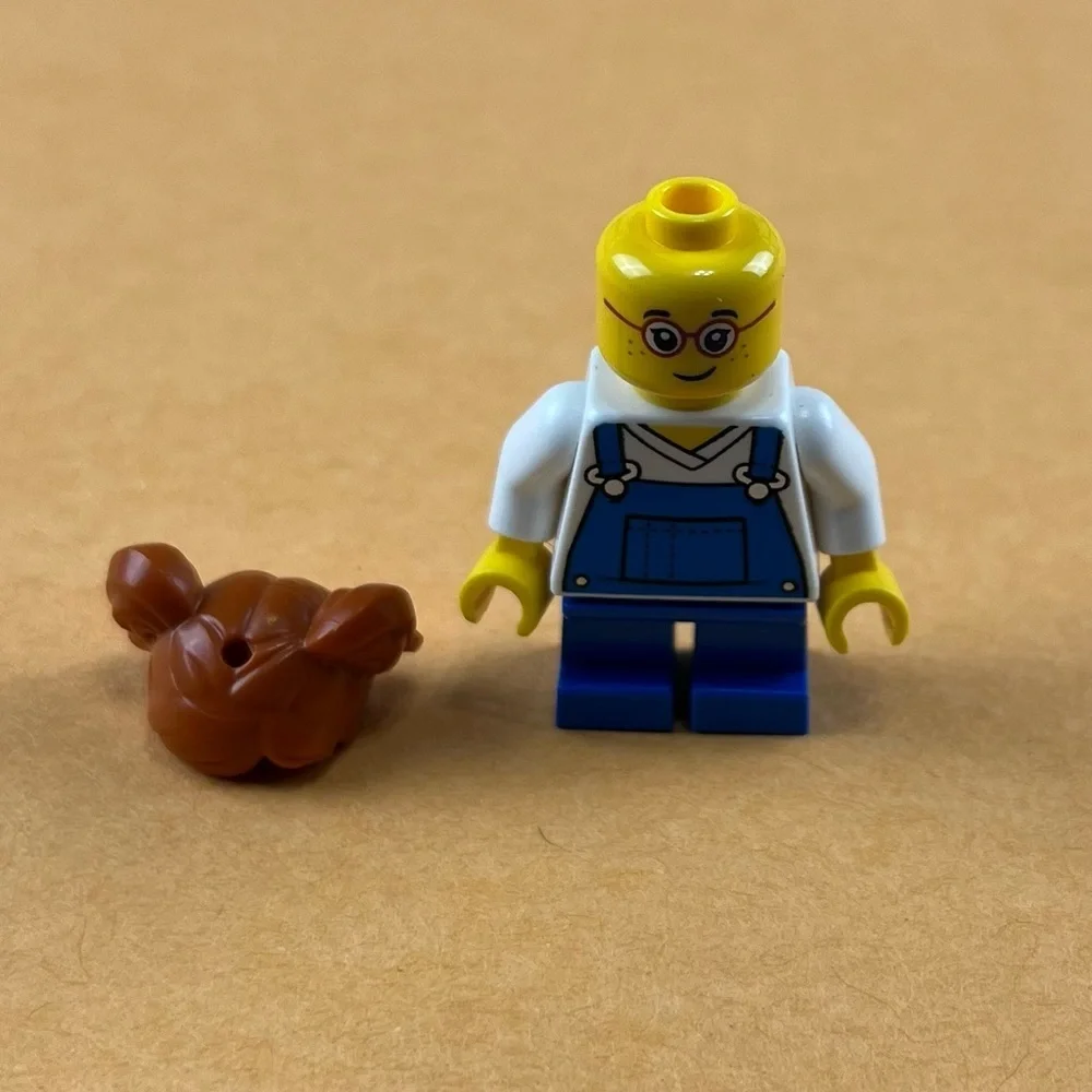 LEGO Child Girl Blue Overalls over V-Neck cty1226 Minifigure 2”